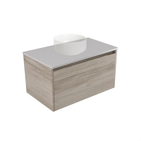 Elementi Sienna 750mm Wall-Hung Vanity Moonlight Elestone Flat Top Ashen Walnut Timberland