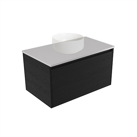 Elementi Sienna 750mm Wall-Hung Vanity Moonlight Elestone Flat Top Black Timberland