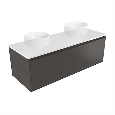Elementi Sienna 1200mm Double Wall-Hung Vanity White Elestone Top Bullet