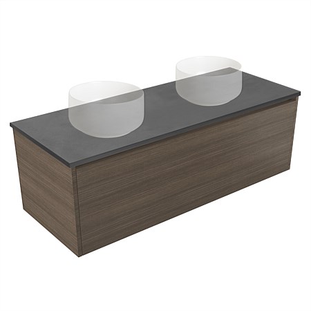 Elementi Sienna 1200mm Graphite Concrete Top Double Wall-Hung Vanity Charred Oak