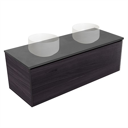 Elementi Sienna 1200mm Graphite Concrete Top Double Wall-Hung Vanity Fiordland Elm Wilderness