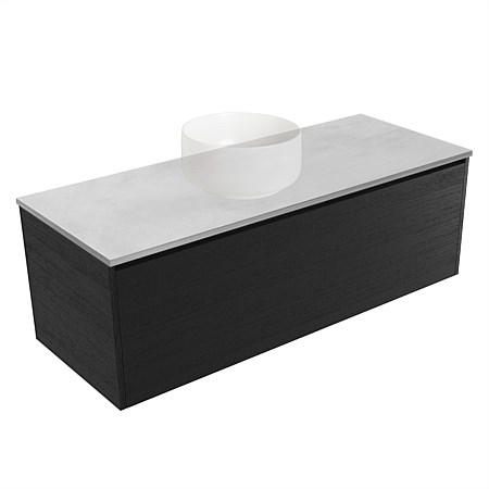 Elementi Sienna 1200mm Grey Concrete Top Wall-Hung Vanity Black Timberland