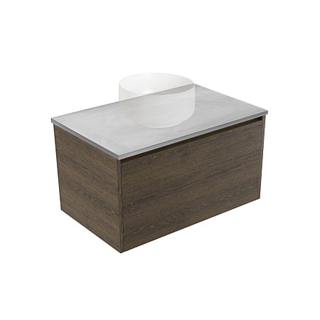 Elementi Sienna 750mm Grey Concrete Top Wall-Hung Vanity Smokey Oak Timberland