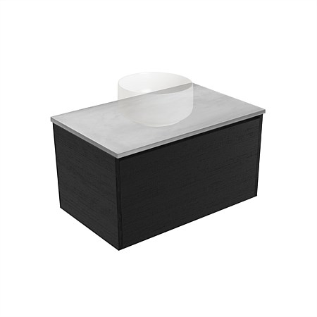 Elementi Sienna 750mm Grey Concrete Top Wall-Hung Vanity Black Timberland
