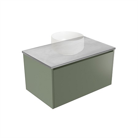 Elementi Sienna 750mm Grey Concrete Top Wall-Hung Vanity Green Slate