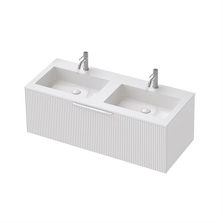 St Michel Flo 50 1200mm Double Basin Wall-Hung Vanity White Satin