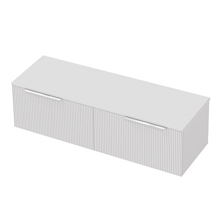 St Michel Flo 50 Benchtop 1500mm 2 Drawer Wall-Hung Vanity White with Cherry Pie Top LH Basin