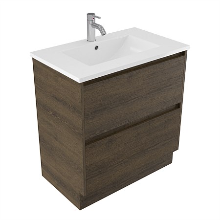 Elementi Sienna 750mm 2 Drawer Vitreous China Vanity Smokey Oak Timberland