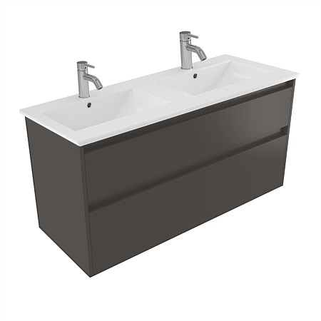 Elementi Sienna 1200mm 2 Drawer Polymarble Wall-Hung Vanity Bullet