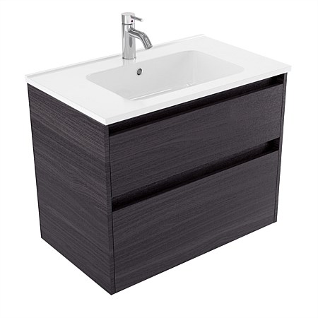 Elementi Sienna 750mm 2 Drawer Polymarble Wall-Hung Vanity Fiordland Elm Wilderness