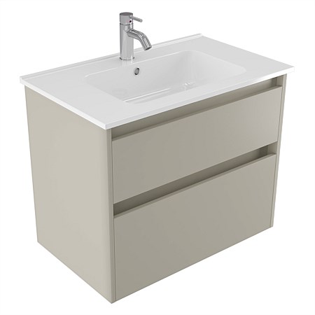 Elementi Sienna 750mm 2 Drawer Polymarble Wall-Hung Vanity Dawn Grey