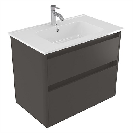 Elementi Sienna 750mm 2 Drawer Polymarble Wall-Hung Vanity Bullet