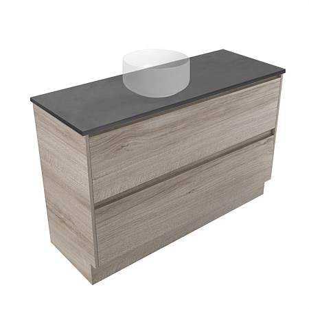 Elementi Sienna 1200mm Graphite Concrete Top 2 Drawer Vanity Ashen Walnut Timberland