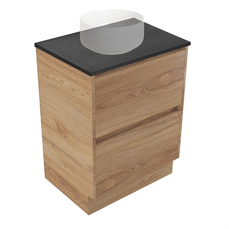 Elementi Sienna 600mm Graphite Concrete Top 2 Drawer Vanity Southern Oak Timberland