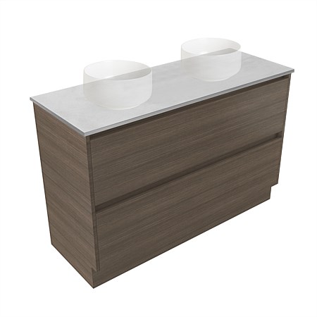 Elementi Sienna 1200mm Grey Concrete Top Double 2 Drawer Vanity Charred Oak