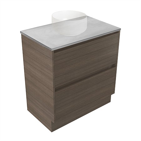 Elementi Sienna 750mm Grey Concrete Top 2 Drawer Vanity Charred Oak