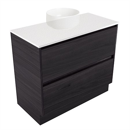 Elementi Sienna 900mm 2 Drawer Vanity Motion Elestone Flat Top Fiordland Elm Wilderness