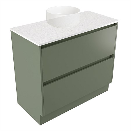 Elementi Sienna 900mm 2 Drawer Vanity Motion Elestone Flat Top Green Slate