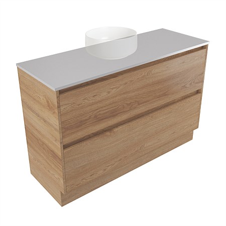 Elementi Sienna 1200mm 2 Drawer Vanity Moonlight Elestone Flat Top Southern Oak Timberland
