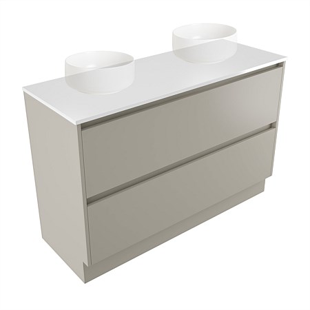 Elementi Sienna 1200mm Double 2 Drawer Vanity White Elestone Top Dawn Grey