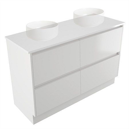 Elementi Sienna 1200mm Double 2 Drawer Vanity White Elestone Top White Gloss