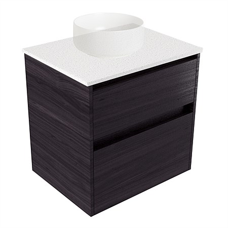Elementi Sienna 600mm 2 Drawer Wall-Hung Vanity Motion Elestone Flat Top Fiordland Elm Wilderness