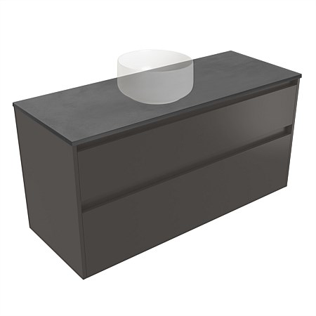 Elementi Sienna 1200mm Graphite Concrete Top 2 Drawer Wall-Hung Vanity Bullet