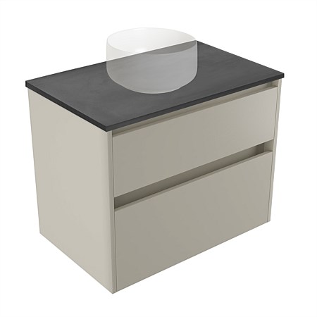 Elementi Sienna 750mm Graphite Concrete Top 2 Drawer Wall-Hung Vanity Dawn Grey