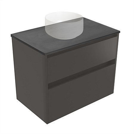 Elementi Sienna 750mm Graphite Concrete Top 2 Drawer Wall-Hung Vanity Bullet