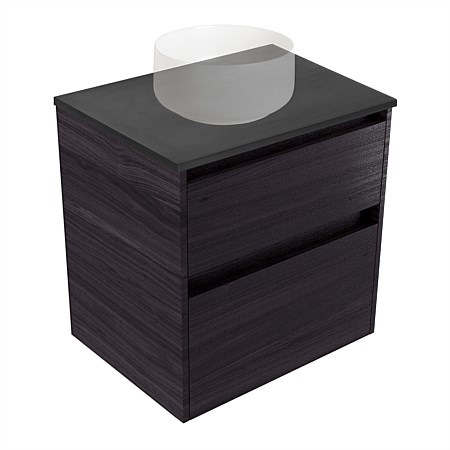 Elementi Sienna 600mm Graphite Concrete Top 2 Drawer Wall-Hung Vanity Fiordland Elm Wilderness