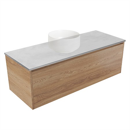 Elementi Sienna 1200mm Grey Concrete Top 2 Drawer Wall-Hung Vanity Southern Oak Timberland
