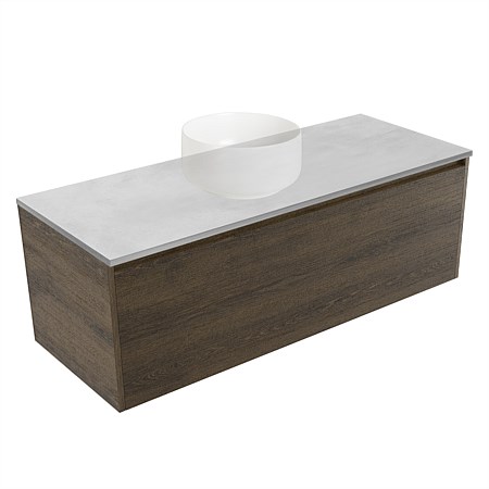 Elementi Sienna 1200mm Grey Concrete Top 2 Drawer Wall-Hung Vanity Smokey Oak Timberland