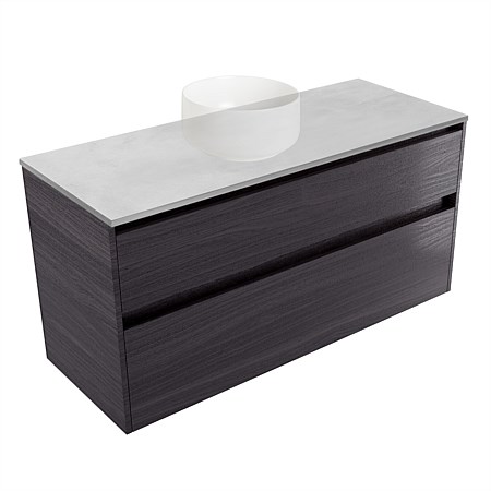Elementi Sienna 1200mm Grey Concrete Top 2 Drawer Wall-Hung Vanity Fiordland Elm Wilderness