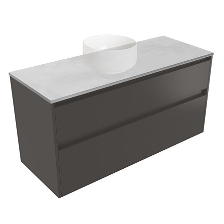 Elementi Sienna 1200mm Grey Concrete Top 2 Drawer Wall-Hung Vanity Bullet