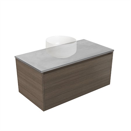 Elementi Sienna 900mm Grey Concrete Top 2 Drawer Wall-Hung Vanity Charred Oak