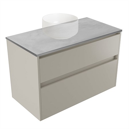 Elementi Sienna 900mm Grey Concrete Top 2 Drawer Wall-Hung Vanity Dawn Grey