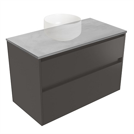 Elementi Sienna 900mm Grey Concrete Top 2 Drawer Wall-Hung Vanity Bullet