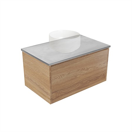 Elementi Sienna 750mm Grey Concrete Top 2 Drawer Wall-Hung Vanity Southern Oak Timberland