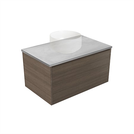 Elementi Sienna 750mm Grey Concrete Top 2 Drawer Wall-Hung Vanity Charred Oak