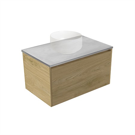 Elementi Sienna 750mm Grey Concrete Top 2 Drawer Wall-Hung Vanity French Oak Velvet