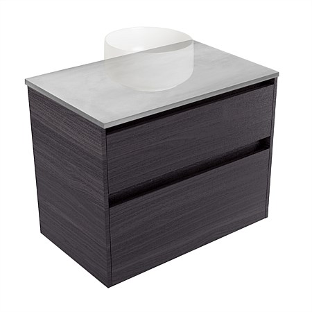 Elementi Sienna 750mm Grey Concrete Top 2 Drawer Wall-Hung Vanity Fiordland Elm Wilderness