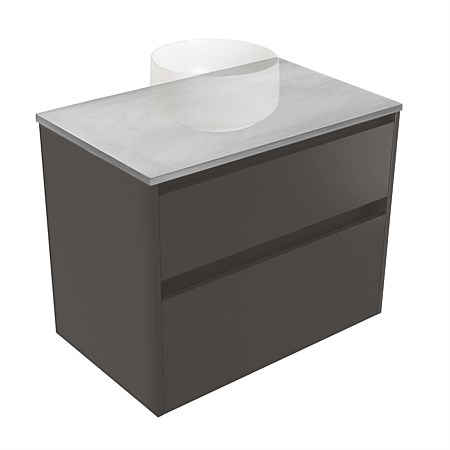 Elementi Sienna 750mm Grey Concrete Top 2 Drawer Wall-Hung Vanity Bullet
