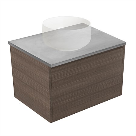 Elementi Sienna 600mm Grey Concrete Top 2 Drawer Wall-Hung Vanity Charred Oak