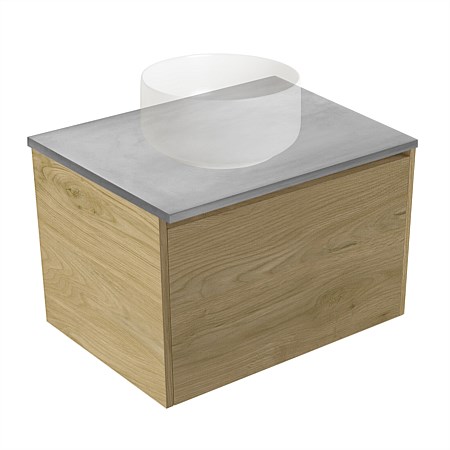 Elementi Sienna 600mm Grey Concrete Top 2 Drawer Wall-Hung Vanity French Oak Velvet