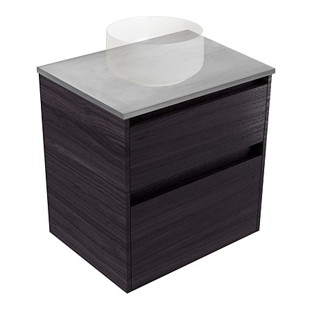 Elementi Sienna 600mm Grey Concrete Top 2 Drawer Wall-Hung Vanity Fiordland Elm Wilderness