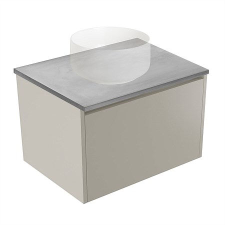 Elementi Sienna 600mm Grey Concrete Top 2 Drawer Wall-Hung Vanity Dawn Grey