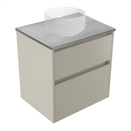 Elementi Sienna 600mm Grey Concrete Top 2 Drawer Wall-Hung Vanity Dawn Grey