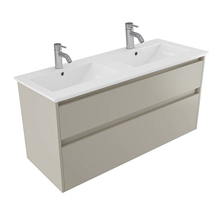 Elementi Sienna 1200mm 2 Drawer Vitreous China Wall-Hung Vanity Dawn Grey