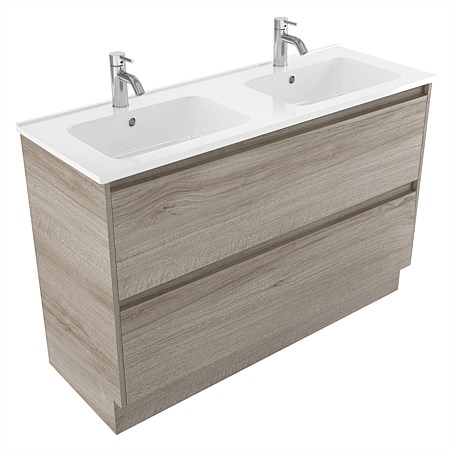 Elementi Sienna 1200mm 2 Drawer Polymarble Vanity Ashen Walnut Timberland
