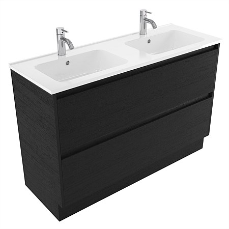 Elementi Sienna 1200mm 2 Drawer Polymarble Vanity Black Timberland